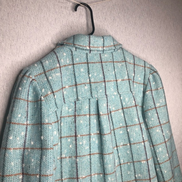 NWT Greylin Sammy Puff Sleeve Shacket Powder Blue Check Print Size L Wool Blend - Picture 12 of 16